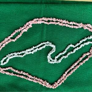Pink and Grey polished rock 36 inch necklaces